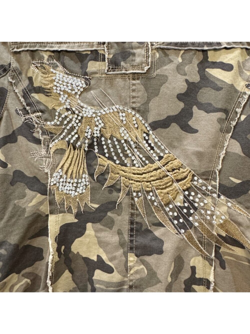 Military-Style River Island Trophy Jacket Epaulets Button-Up Tailored Camouflage - Picture 8 of 13